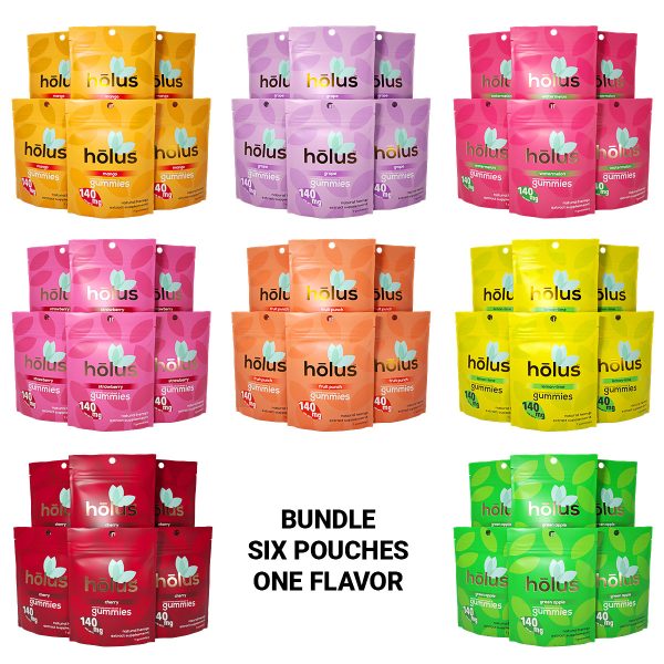 Assorted bundles of flavored gummies